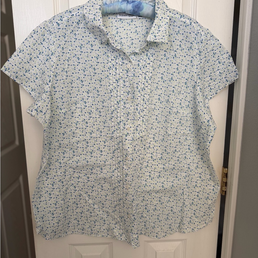 St. John's Bay White and Blue Patterned women’s Shirt